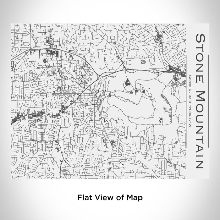 Rendered View of Stone Mountain Georgia Map Engraving on 20oz Stainless Steel Insulated Bottle with Bamboo Top in White
