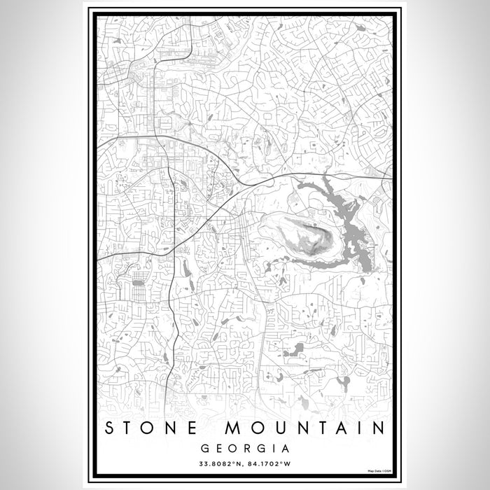 Stone Mountain Georgia Map Print Portrait Orientation in Classic Style With Shaded Background