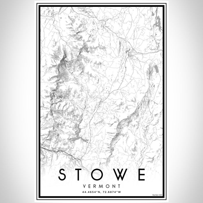 Stowe Vermont Map Print Portrait Orientation in Classic Style With Shaded Background