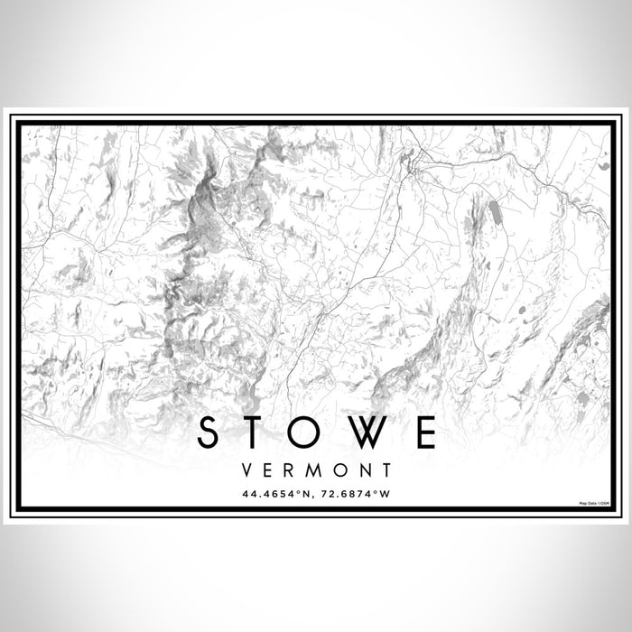 Stowe Vermont Map Print Landscape Orientation in Classic Style With Shaded Background