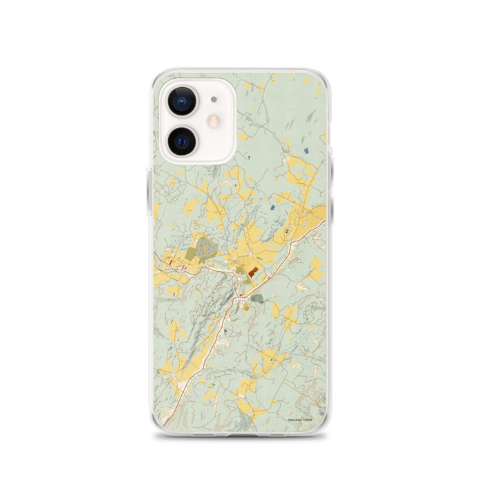 Custom Stowe Vermont Map iPhone 12 Phone Case in Woodblock