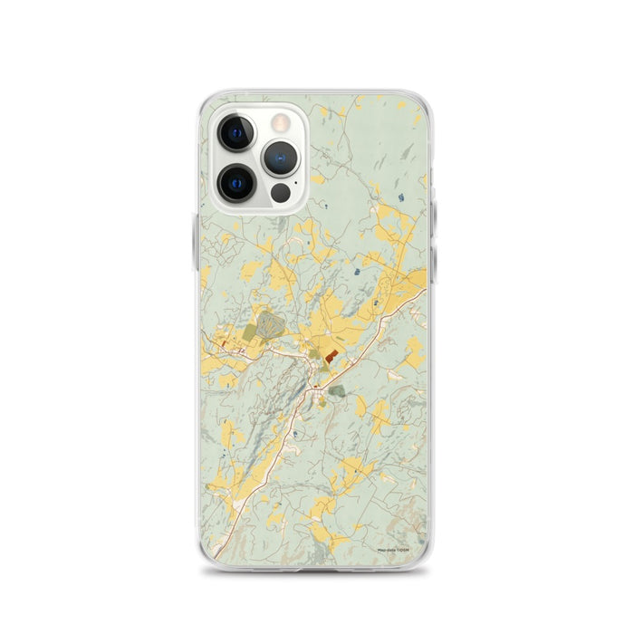 Custom Stowe Vermont Map iPhone 12 Pro Phone Case in Woodblock