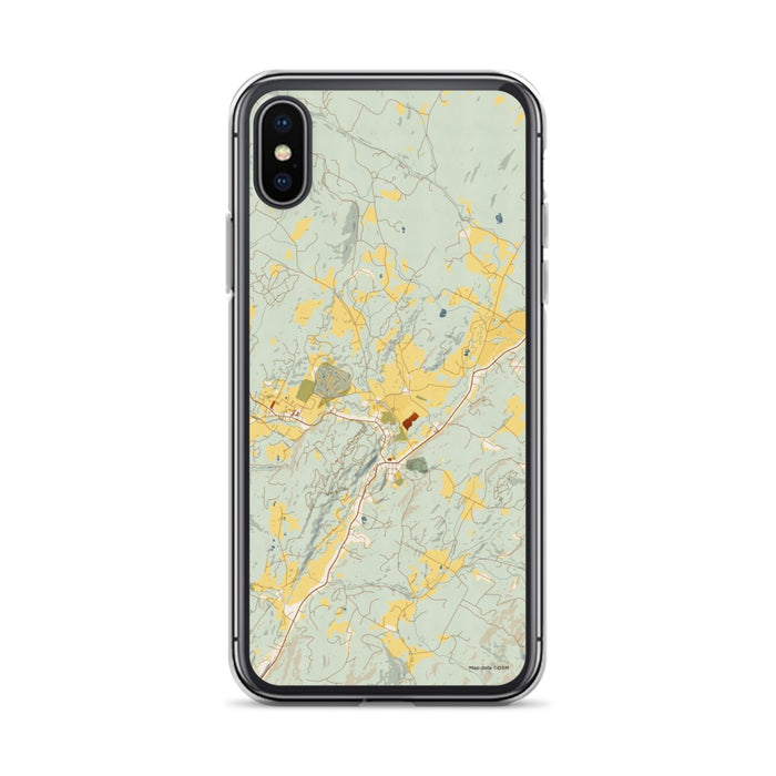 Custom Stowe Vermont Map Phone Case in Woodblock