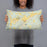 Person holding 20x12 Custom Stowe Vermont Map Throw Pillow in Woodblock