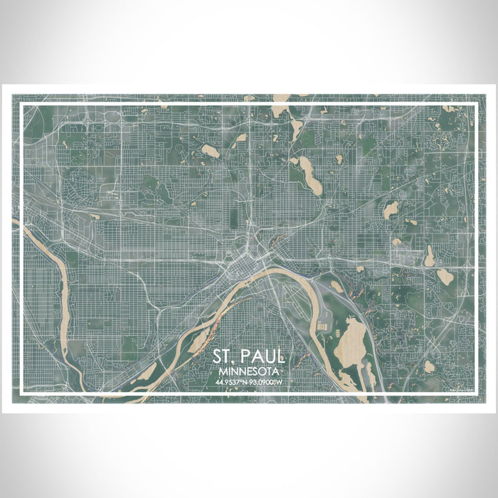 St. Paul Minnesota Map Print Landscape Orientation in Afternoon Style With Shaded Background