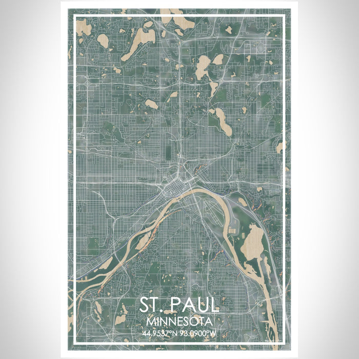 St. Paul Minnesota Map Print Portrait Orientation in Afternoon Style With Shaded Background