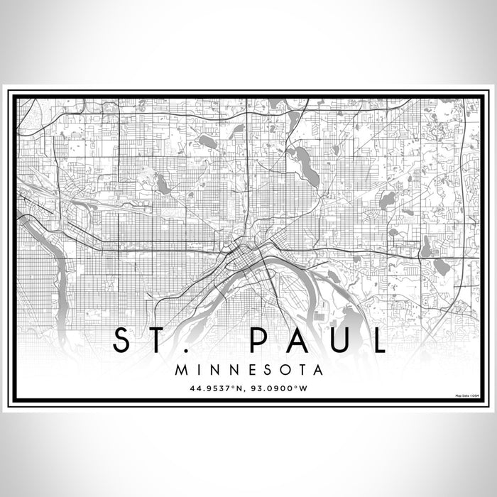 St. Paul Minnesota Map Print Landscape Orientation in Classic Style With Shaded Background