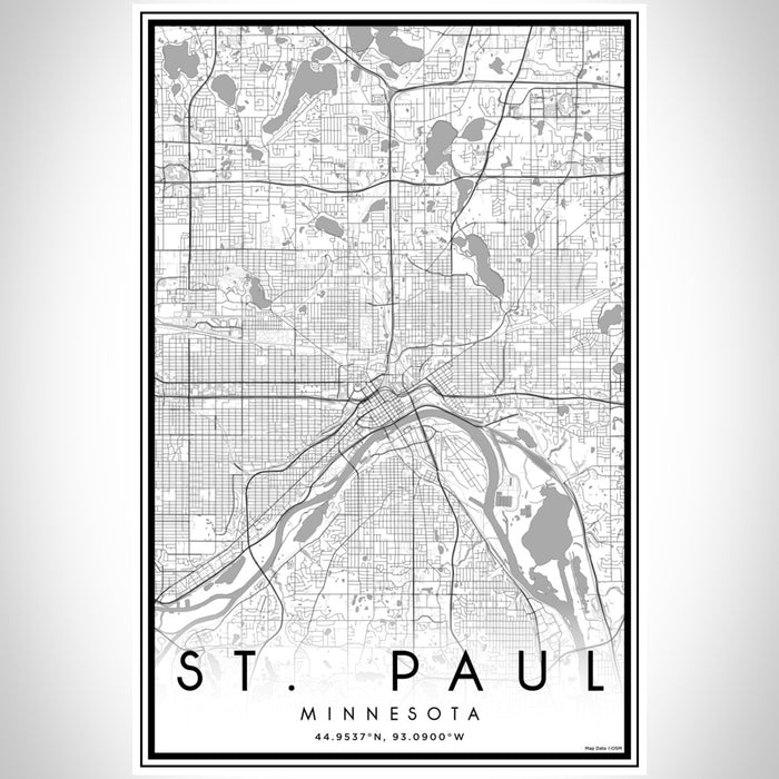 St. Paul Minnesota Map Print Portrait Orientation in Classic Style With Shaded Background