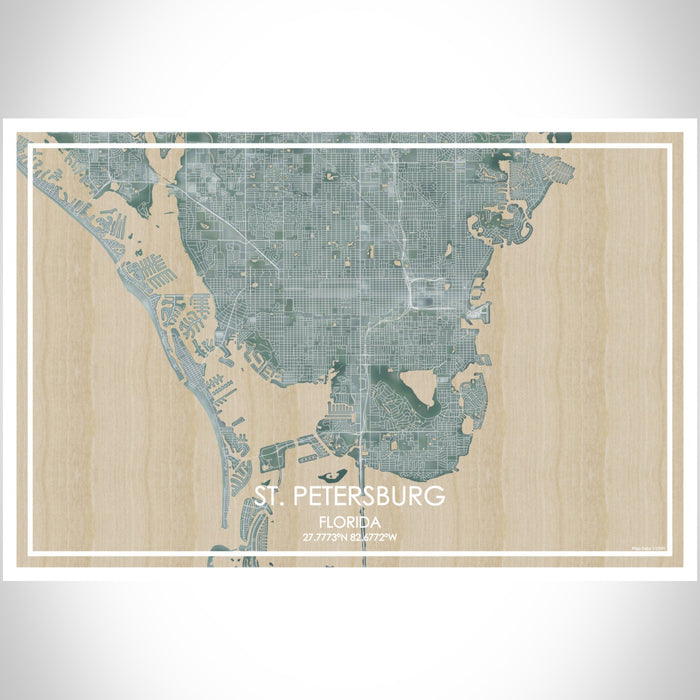 St. Petersburg Florida Map Print Landscape Orientation in Afternoon Style With Shaded Background