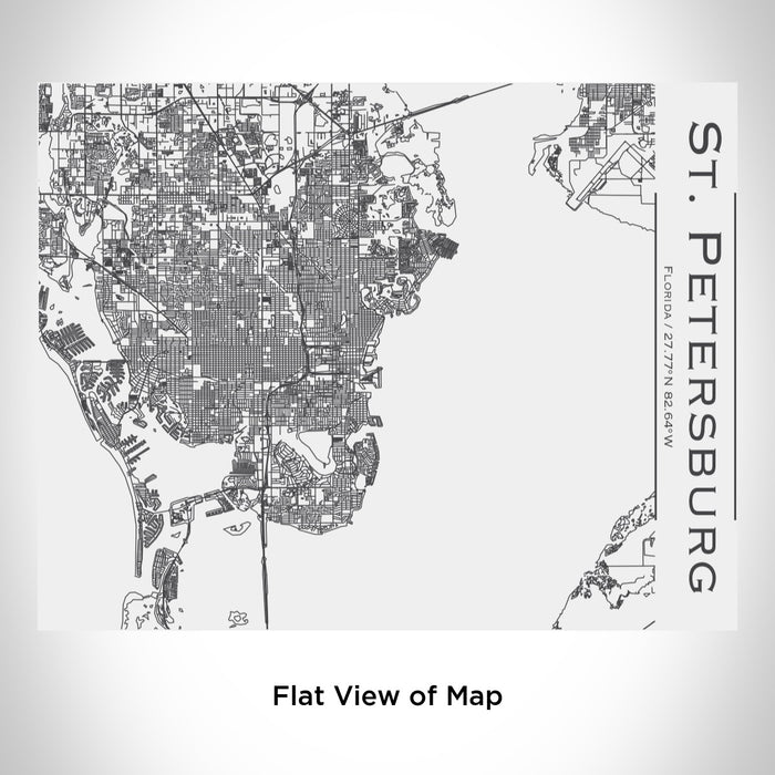 Rendered View of St. Petersburg Florida Map Engraving on 20oz Stainless Steel Insulated Bottle with Bamboo Top in White