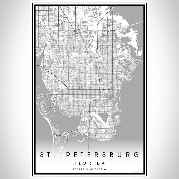 St. Petersburg Florida Map Print Portrait Orientation in Classic Style With Shaded Background
