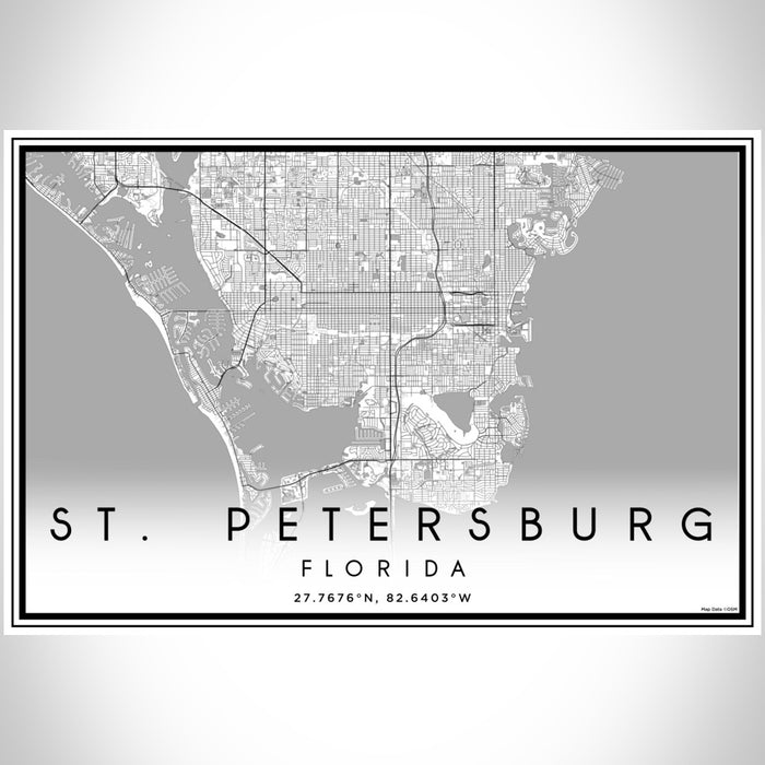 St. Petersburg Florida Map Print Landscape Orientation in Classic Style With Shaded Background