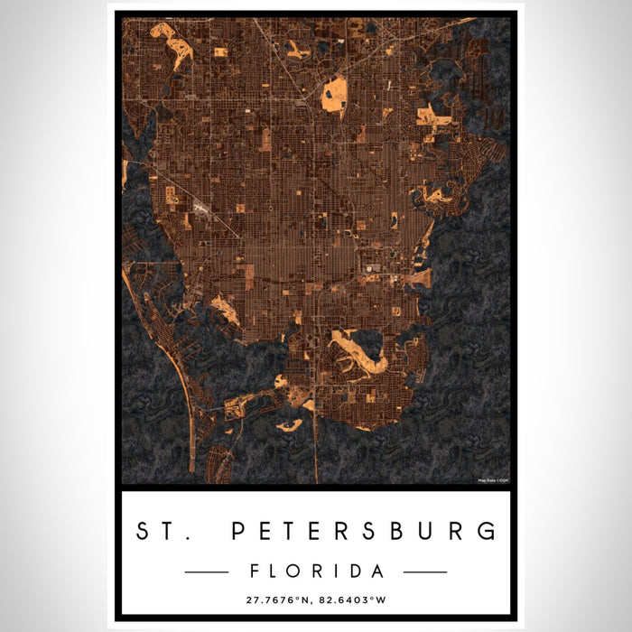 St. Petersburg Florida Map Print Portrait Orientation in Ember Style With Shaded Background
