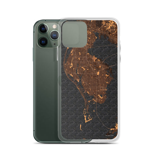 Custom St. Petersburg Florida Map Phone Case in Ember on Table with Laptop and Plant
