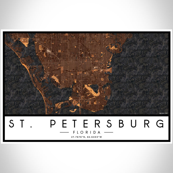 St. Petersburg Florida Map Print Landscape Orientation in Ember Style With Shaded Background