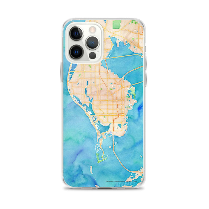 Custom St. Petersburg Florida Map iPhone 12 Pro Max Phone Case in Watercolor