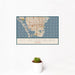12x18 St. Petersburg Florida Map Print Landscape Orientation in Woodblock Style With Small Cactus Plant in White Planter