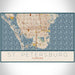 St. Petersburg Florida Map Print Landscape Orientation in Woodblock Style With Shaded Background