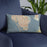 Custom St. Petersburg Florida Map Throw Pillow in Woodblock on Blue Colored Chair