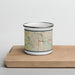 Front View Custom Strongsville Ohio Map Enamel Mug in Woodblock on Cutting Board
