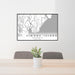 24x36 St. Simons Island Georgia Map Print Lanscape Orientation in Classic Style Behind 2 Chairs Table and Potted Plant