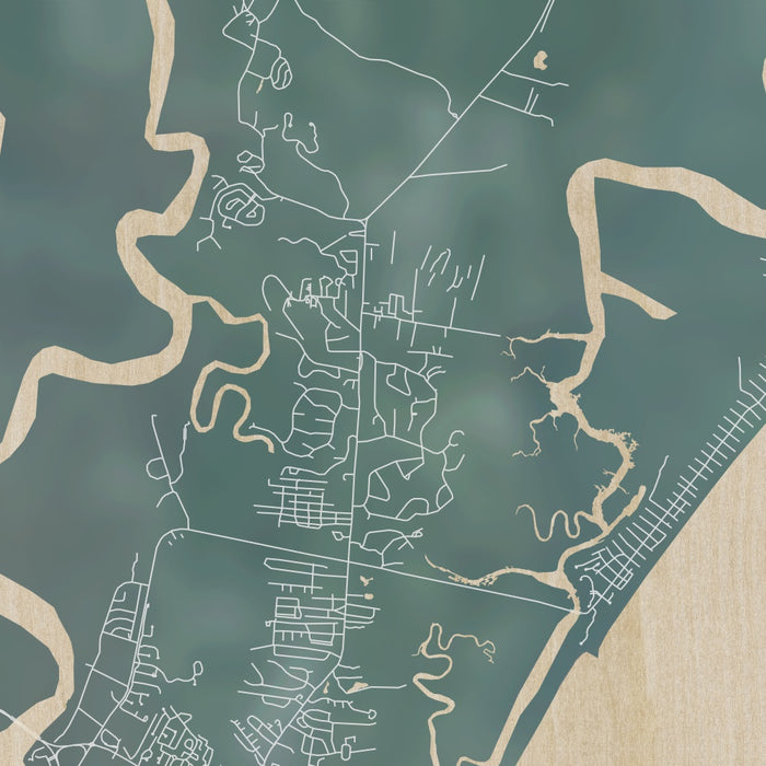 St. Simons Island Georgia Map Print in Afternoon Style Zoomed In Close Up Showing Details