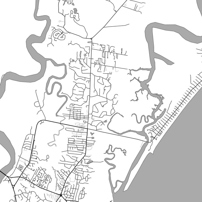 St. Simons Island Georgia Map Print in Classic Style Zoomed In Close Up Showing Details