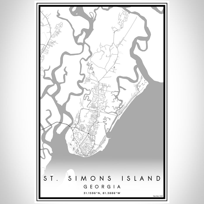 St. Simons Island - Georgia Map Print in Classic — JACE Maps