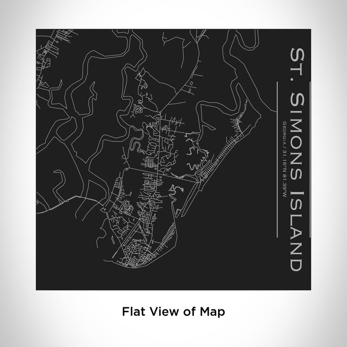 Rendered View of St. Simons Island Georgia Map Engraving on 17oz Stainless Steel Insulated Tumbler in Black