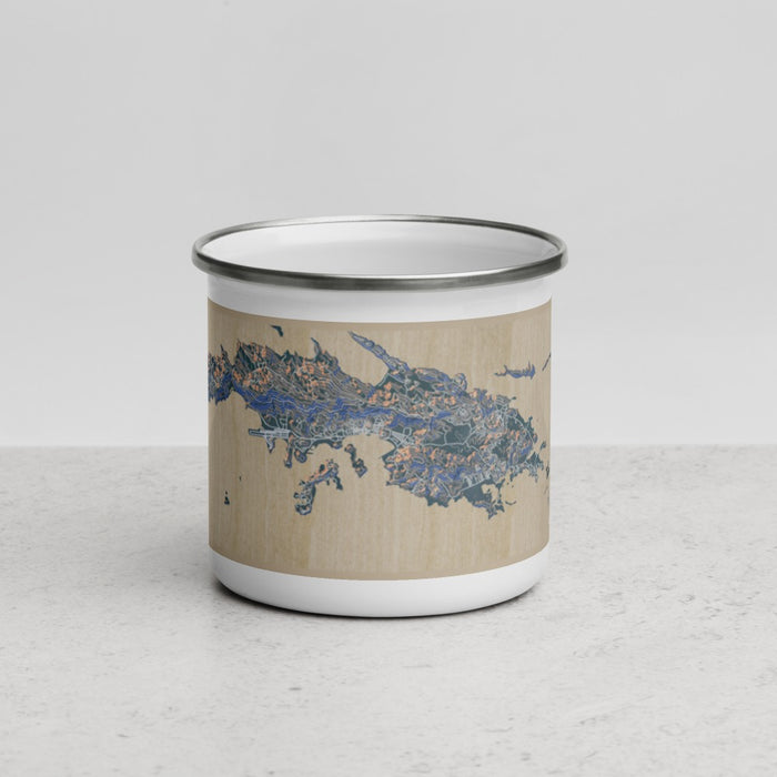 Front View Custom St. Thomas U.S. Virgin Islands Map Enamel Mug in Afternoon