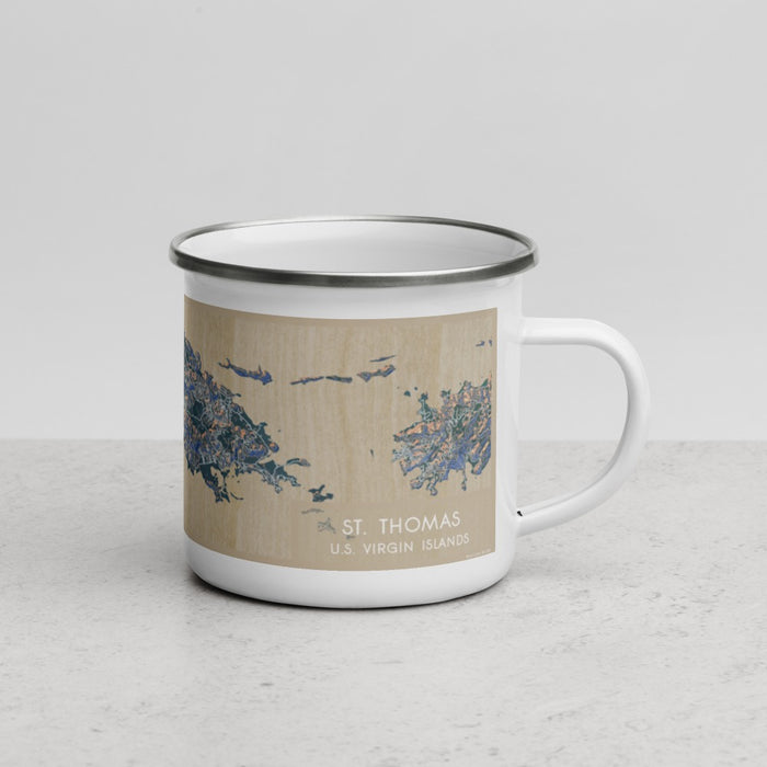 Right View Custom St. Thomas U.S. Virgin Islands Map Enamel Mug in Afternoon
