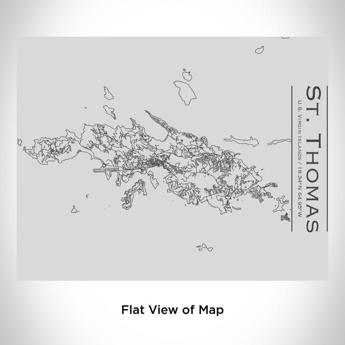 Rendered View of St. Thomas U.S. Virgin Islands Map Engraving on 20oz Stainless Steel Insulated Bottle with Bamboo Top