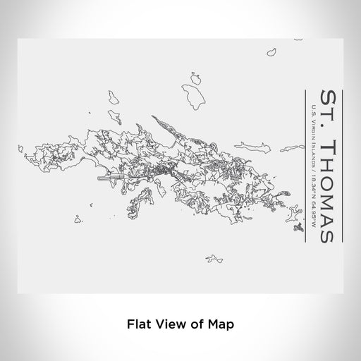 Rendered View of St. Thomas U.S. Virgin Islands Map Engraving on 20oz Stainless Steel Insulated Bottle with Bamboo Top in White