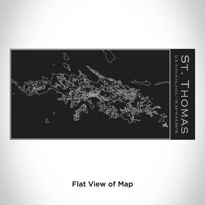 Rendered View of St. Thomas U.S. Virgin Islands Map Engraving on 17oz Stainless Steel Insulated Cola Bottle in Black