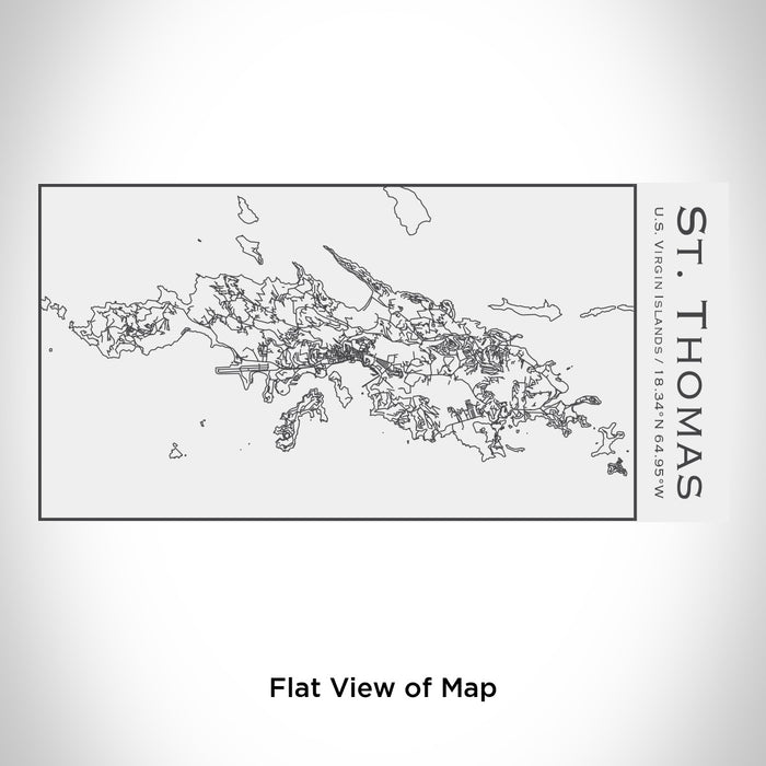 Rendered View of St. Thomas U.S. Virgin Islands Map Engraving on 17oz Stainless Steel Insulated Cola Bottle in White