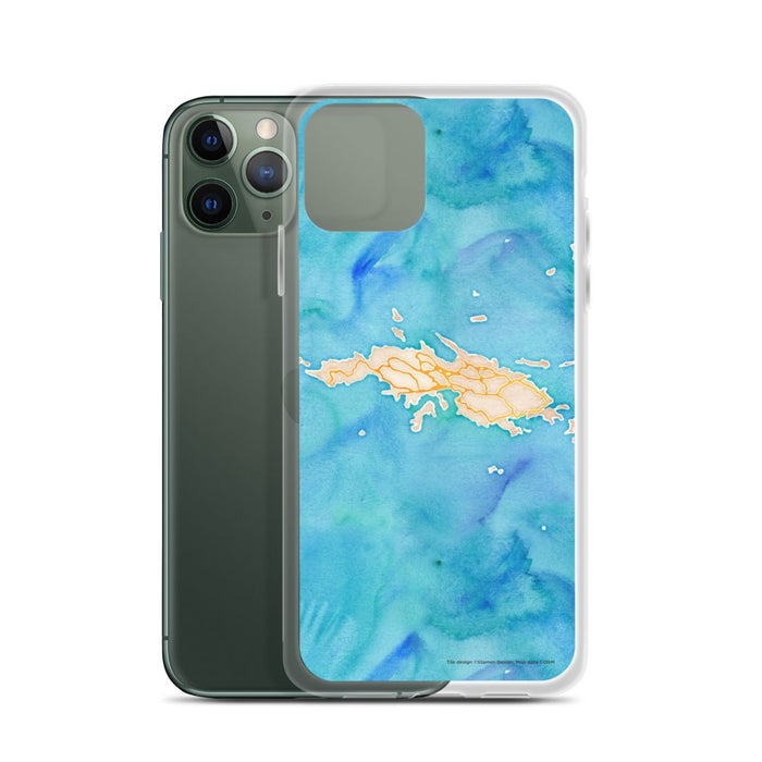 Custom St. Thomas U.S. Virgin Islands Map Phone Case in Watercolor