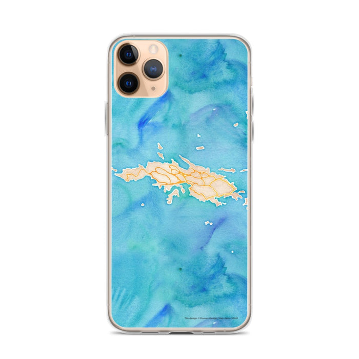 Custom iPhone 11 Pro Max St. Thomas U.S. Virgin Islands Map Phone Case in Watercolor