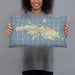 Person holding 20x12 Custom St. Thomas U.S. Virgin Islands Map Throw Pillow in Woodblock