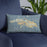 Custom St. Thomas U.S. Virgin Islands Map Throw Pillow in Woodblock on Blue Colored Chair