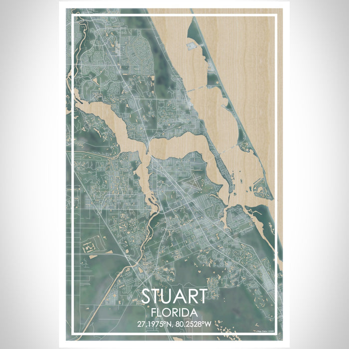 Stuart Florida Map Print Portrait Orientation in Afternoon Style With Shaded Background