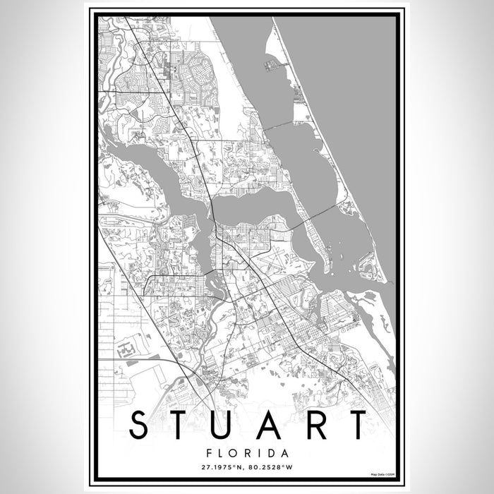 Stuart Florida Map Print Portrait Orientation in Classic Style With Shaded Background