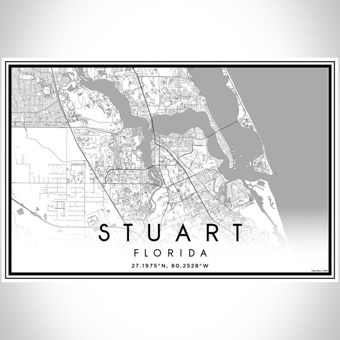Stuart Florida Map Print Landscape Orientation in Classic Style With Shaded Background