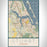 Stuart Florida Map Print Portrait Orientation in Woodblock Style With Shaded Background