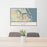 24x36 Stuart Florida Map Print Landscape Orientation in Woodblock Style Behind 2 Chairs Table and Potted Plant