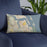Custom Stuart Florida Map Throw Pillow in Woodblock on Blue Colored Chair