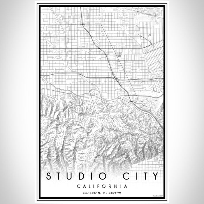 Studio City California Map Print Portrait Orientation in Classic Style With Shaded Background