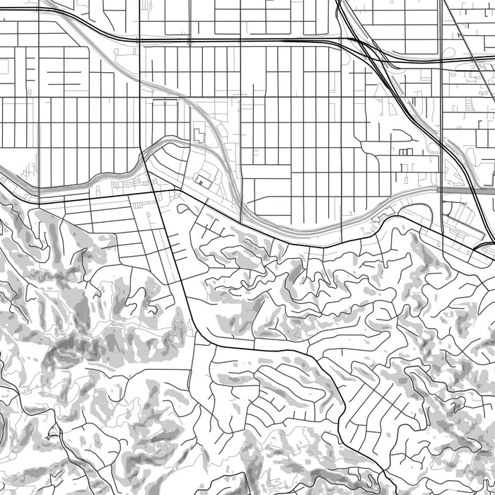 Studio City California Map Print in Classic Style Zoomed In Close Up Showing Details