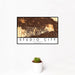 12x18 Studio City California Map Print Landscape Orientation in Ember Style With Small Cactus Plant in White Planter