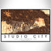 Studio City California Map Print Landscape Orientation in Ember Style With Shaded Background