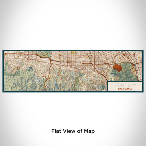 Flat View of Map Custom Studio City California Map Enamel Mug in Woodblock